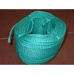 Cordage en Polypropylène Cablé  4 mm, Vert, 3 torons, en bobine de 100m