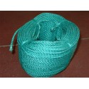 Cordage en Polypropylène Cablé  4 mm, Vert, 3 torons, en bobine de 100m